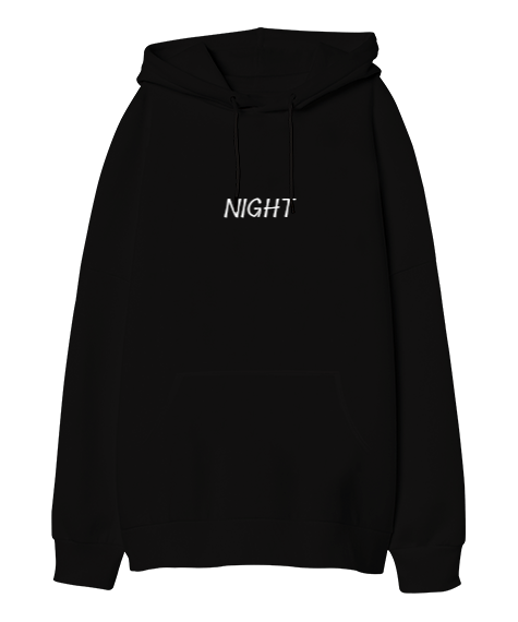 Tisho - NIGHT Oversize Unisex Kapüşonlu Sweatshirt
