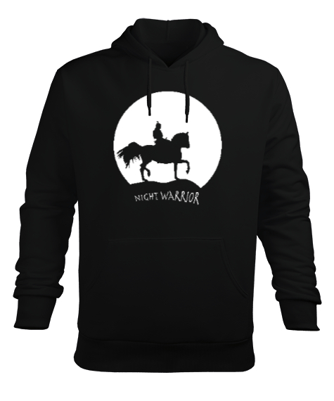 Tisho - Night Warrior- Gece Savaşçısı Siyah Erkek Kapüşonlu Hoodie Sweatshirt