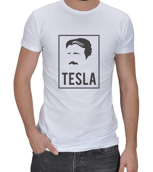 Tisho - Nikola Tesla baskılı Erkek Regular Kesim Tişört