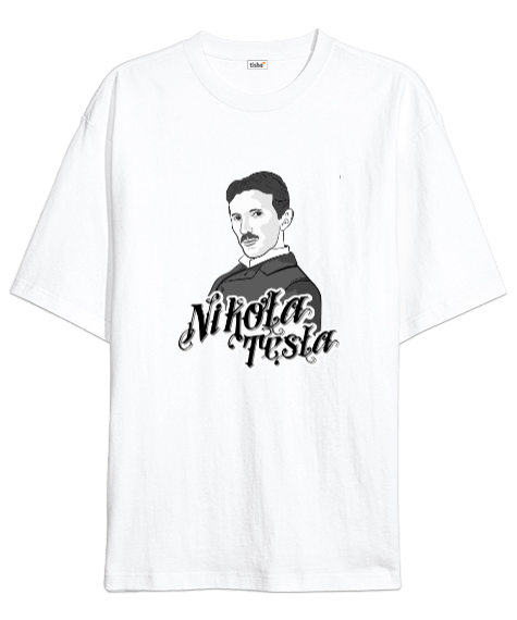 Tisho - Nikola Tesla Baskılı Oversize Unisex Tişört