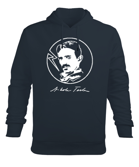 Tisho - Nikola Tesla - Elektrik Füme Erkek Kapüşonlu Hoodie Sweatshirt