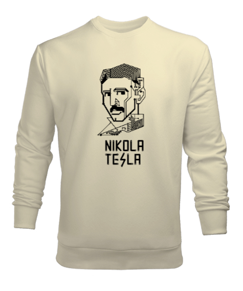 Tisho - Nikola Tesla V1 Krem Erkek Sweatshirt