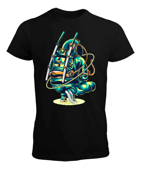 Tisho - Ninja Astronot, Özel Çizim Tasarım Erkek Tişört