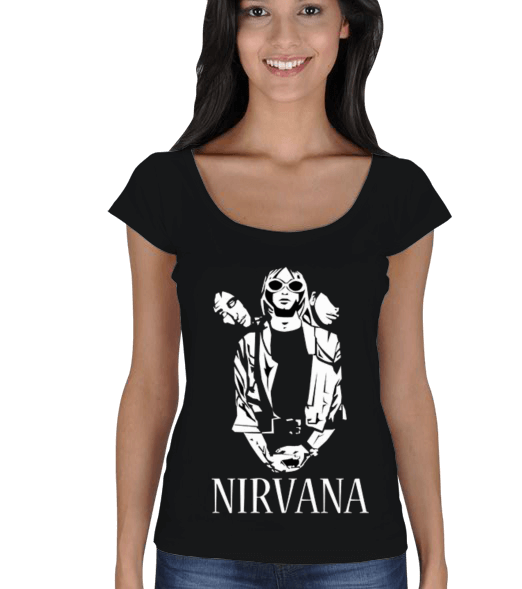 Nirvana Bayan Tişört Kadın Açık Yaka