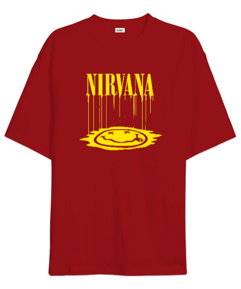Tisho - Nirvana Blu V3 Kırmızı Oversize Unisex Tişört