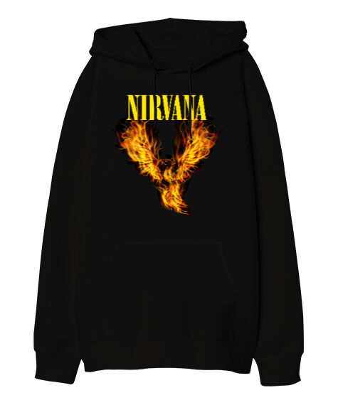 Tisho - Nirvana Blu V4 Siyah Oversize Unisex Kapüşonlu Sweatshirt