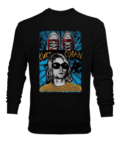 Tisho - Nirvana Kurt Cobain Rock Tasarım BASKILI Erkek Sweatshirt