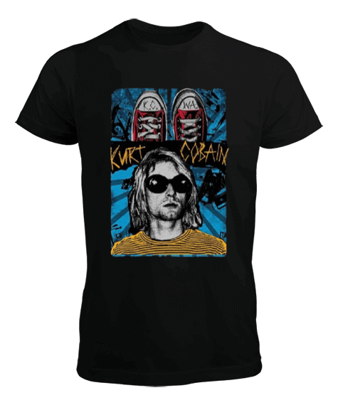 Tisho - Nirvana Kurt Cobain Rock Tasarım BASKILI Erkek Tişört