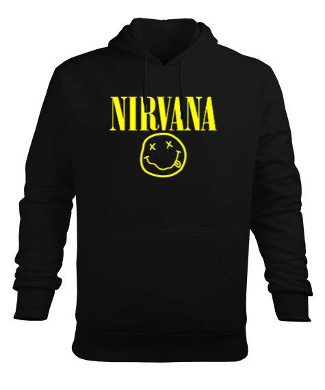 Tisho - Nirvana Nevermind Baskılı Siyah Erkek Kapüşonlu Hoodie Sweatshirt