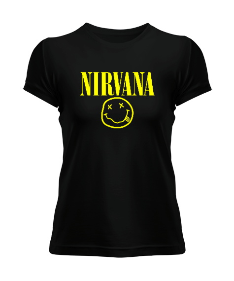Tisho - Nirvana Nevermind Baskılı Siyah Kadın Tişört