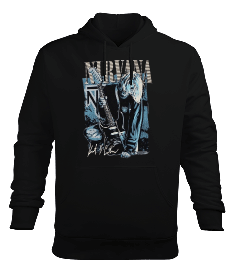 Tisho - Nirvana Rock Tasarım Baskılı Erkek Kapüşonlu Hoodie Sweatshirt