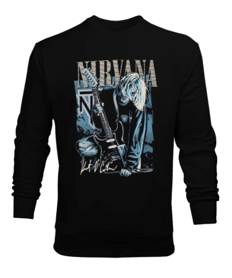 Tisho - Nirvana Rock Tasarım Baskılı Erkek Sweatshirt