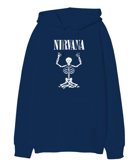 Tisho - Nirvanaya Ulaşmak - Nirvana - Yoga - Lacivert Oversize Unisex Kapüşonlu Sweatshirt