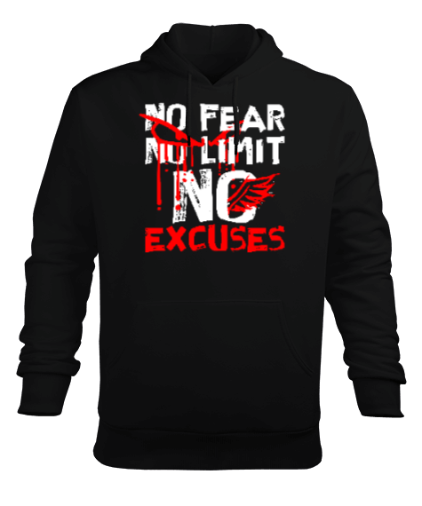 Tisho - No Fear, No Limits Erkek Kapüşonlu Hoodie Sweatshirt