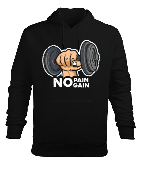 Tisho - No paın gaın Siyah Erkek Kapüşonlu Hoodie Sweatshirt