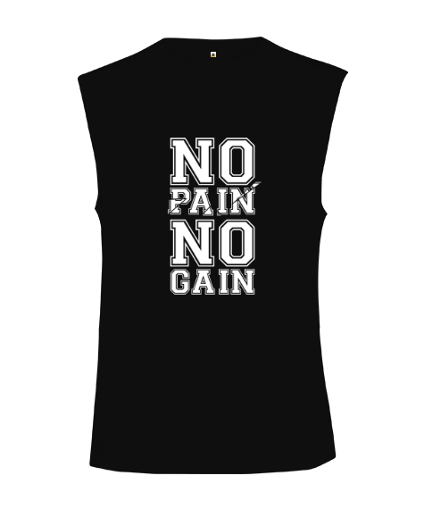 Tisho - NO PAIN NO GAIN BASKILI Kesik Kol Unisex Tişört