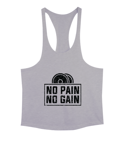 Tisho - No Pain No Gain Vücut Geliştirme GYM Bodybuilding Fitness Baskılı Erkek Tank Top Atlet