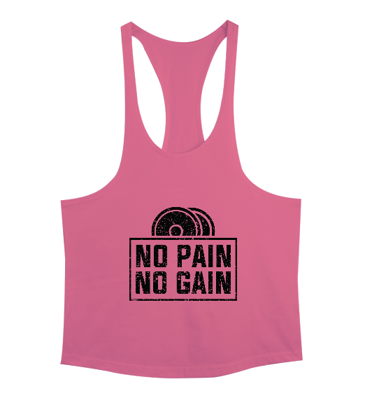 Tisho - No Pain No Gain Vücut Geliştirme GYM Bodybuilding Fitness Baskılı Erkek Tank Top Atlet