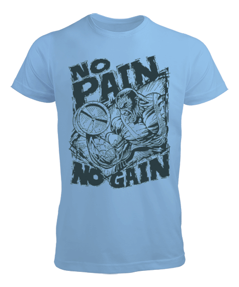 Tisho - No Pain No Gain Vücut Geliştirme GYM Bodybuilding Fitness Baskılı Erkek Tişört