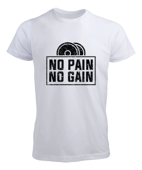 Tisho - No Pain No Gain Vücut Geliştirme GYM Bodybuilding Fitness Baskılı Erkek Tişört