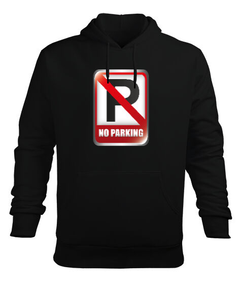 Tisho - No Parking - Park Yapılmaz Siyah Erkek Kapüşonlu Hoodie Sweatshirt