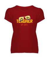 Nöbetçi Öğretmen - Teacher Kırmızı Kadın V Yaka Tişört - Tisho