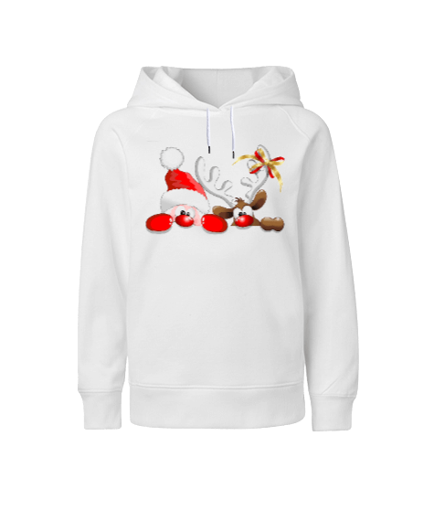 Tisho - Noel Baba ve Geyik Çocuk Unisex Hoodie Kapüşonlu