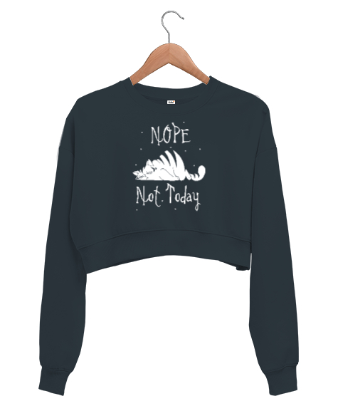 Tisho - Not Today - Bugün Değil V3 Füme Kadın Crop Sweatshirt