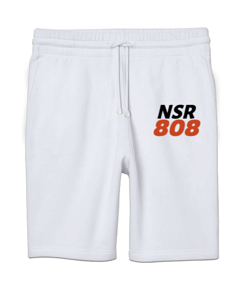 Tisho - NSR808 | Basic White Unisex Sweatshirt Şort Regular Fit