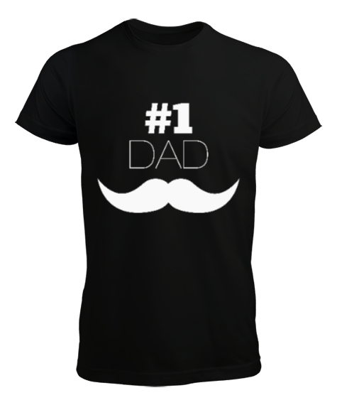 Tisho - Number One Dad - Babalar Günü Baskılı Siyah Erkek Tişört