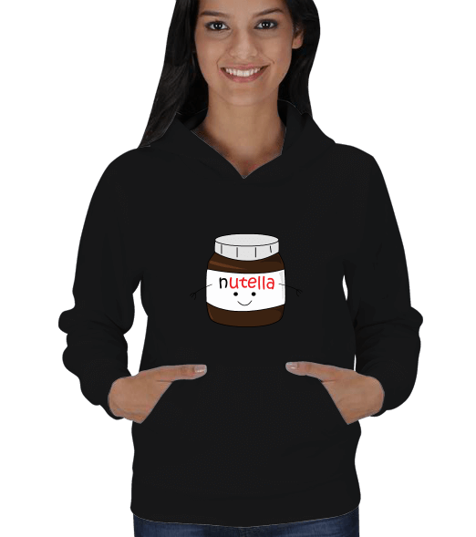 Tisho - Nutella Tasarımlı Kadın Kapşonlu