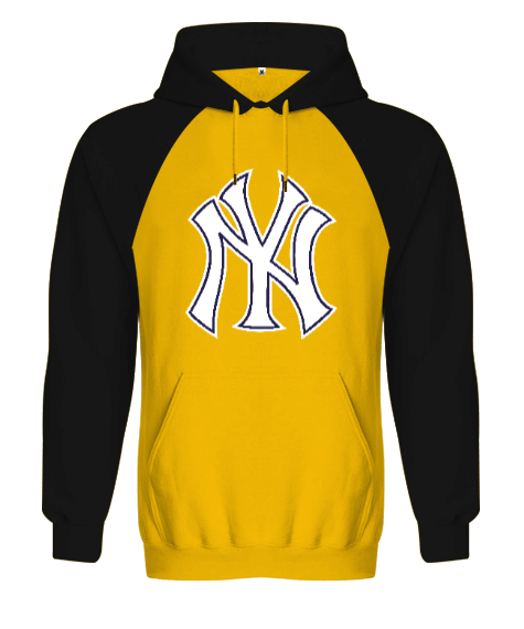 Tisho - NY Yankess Sarı/Siyah Orjinal Reglan Hoodie Unisex Sweatshirt