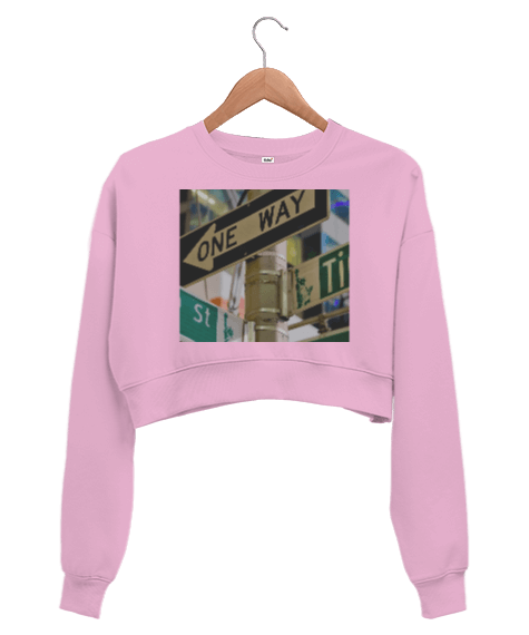 Tisho - Nyc pink Kadın Crop Sweatshirt