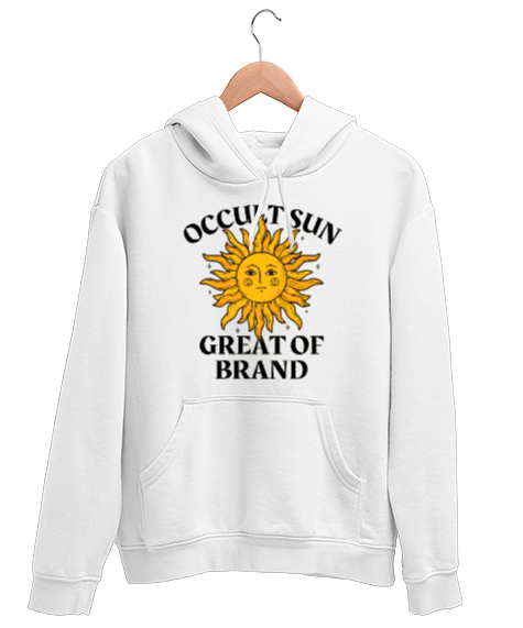 Tisho - OCCULT SUN Beyaz Unisex Kapşonlu Sweatshirt
