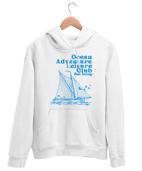 Tisho - Ocean Advanture Beyaz Unisex Kapşonlu Sweatshirt