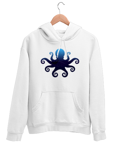 Tisho - OCEAN LIFE Beyaz Unisex Kapşonlu Sweatshirt