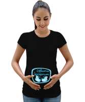 Oğlumu Seviyorum Siyah Kadın Hamile Tişört - Tisho