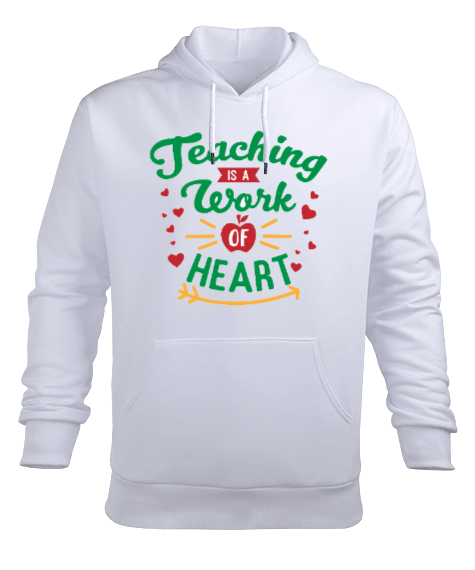 Tisho - Öğretmek yürek işidir en iyi öğretmen Erkek Kapüşonlu Hoodie Sweatshirt