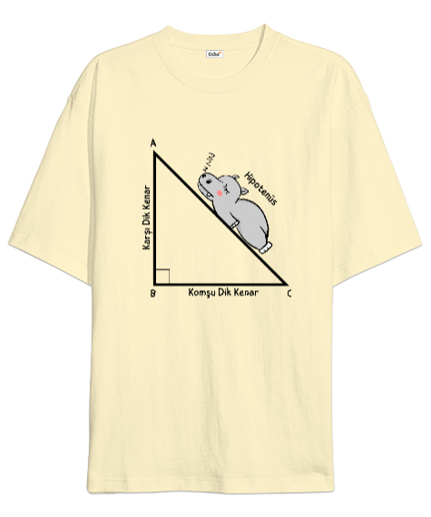 Tisho - Öğretmen günü hediyesi matematik öğretmenine hediye yaratıcı öğretmenler günü hediyeleri hipotenüs ü Krem Oversize Unisex Tişört