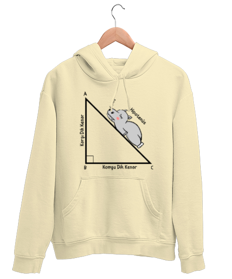 Tisho - Öğretmen günü hediyesi matematik öğretmenine hediye yaratıcı öğretmenler günü hediyeleri hipotenüs ü Krem Unisex Kapşonlu Sweatshirt