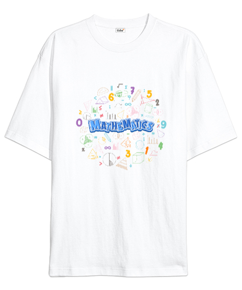 Tisho - Öğretmen günü hediyesi matematik öğretmenine hediye yaratıcı öğretmenler günü hediyeleri matematik v Beyaz Oversize Unisex Tişört
