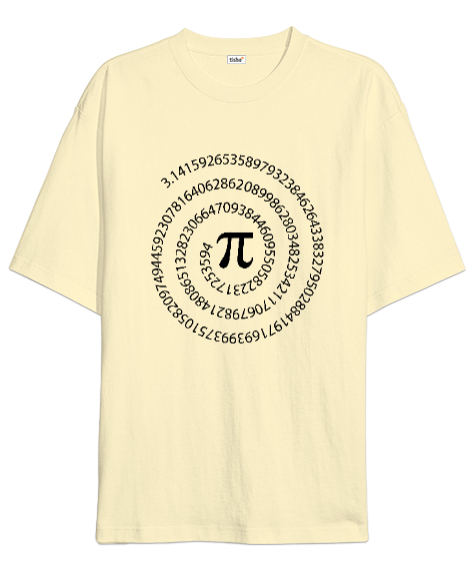 Tisho - Öğretmen günü hediyesi matematik öğretmenine hediye yaratıcı öğretmenler günü hediyeleri pi sayısı Krem Oversize Unisex Tişört