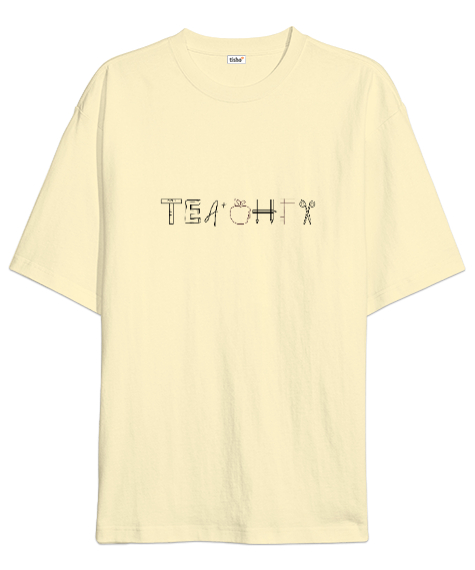 Tisho - Öğretmen günü hediyesi matematik öğretmenine hediye yaratıcı öğretmenler günü hediyeleri teacher öze Krem Oversize Unisex Tişört