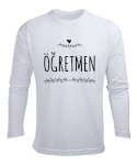 Öğretmen kalpli Beyaz Erkek Uzun Kol Yazlık Tişört - Tisho