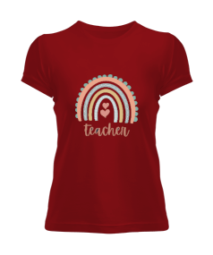 Öğretmen kalpli gök kuşağı Kadın Tişört - Tisho