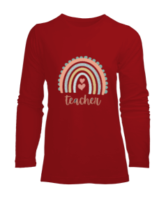 Öğretmen kalpli gök kuşağı Kadın Uzun Kol Tişört - Tisho