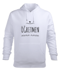 Öğretmen kıyafeti kalpli Beyaz Erkek Kapüşonlu Hoodie Sweatshirt - Tisho