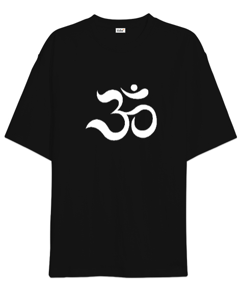 Tisho - OHM Sembolü Yoga Meditasyon Baskılı Siyah Oversize Unisex Tişört