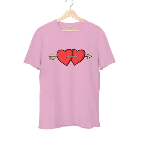 Tisho - Ok Kalp Temalı Unisex Kısa Kol Tişört