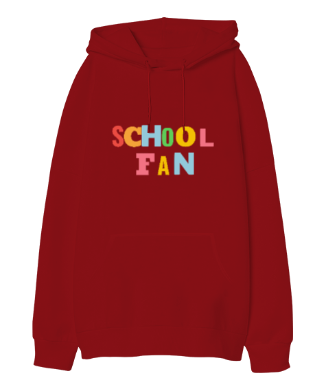 Tisho - Okul fanı renkli komik Oversize Unisex Kapüşonlu Sweatshirt